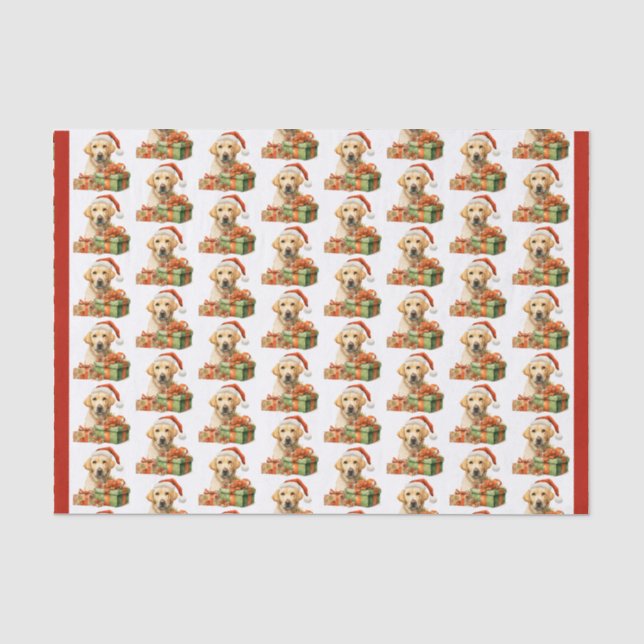Yellow Labrador Retriever Santa Pattern Weihnachte Seidenpapier (Vorderseite)