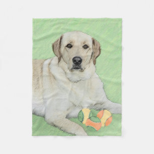 Yellow Labrador Retriever & Tennis Balls Malerei Fleecedecke