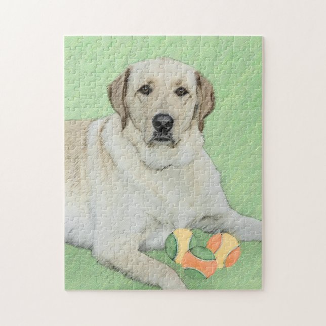 Yellow Labrador Retriever & Tennis Balls Malerei Puzzle (Vertikal)