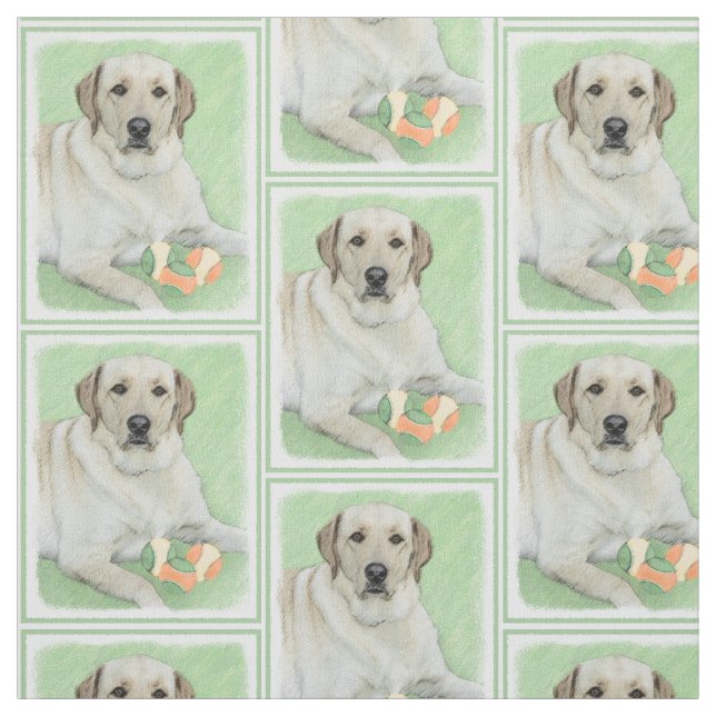 Yellow Labrador Retriever & Tennis Balls Malerei Stoff (Muster)