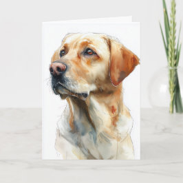 Yellow labrador retriever watercolor karte