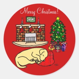 Yellow Labrador Retriever Weihnachtskleber Runder Aufkleber