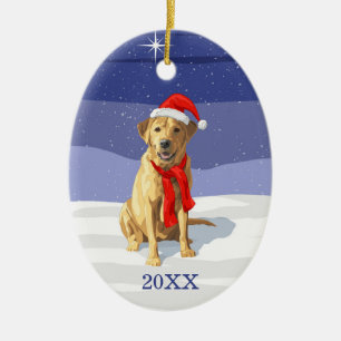 Yellow Labrador Retriever Weihnachtsmannmütze & Sc Keramik Ornament