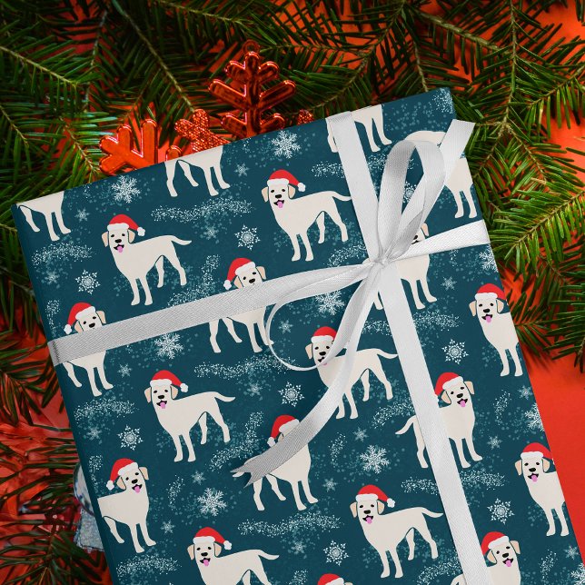 Yellow Labrador Retrievers in Weihnachtshats Geschenkpapier (Von Creator hochgeladen)