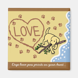 Yellow Labrador Sand Letters Cartoon Magnet
