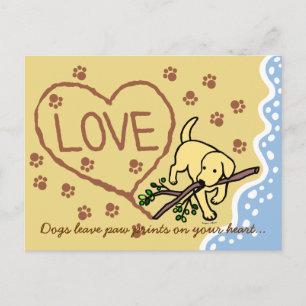 Yellow Labrador Sand Letters Cartoon Postkarte