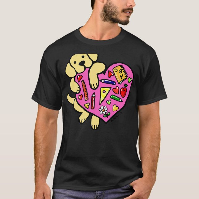 Yellow Labrador Teacher S Heart T-Shirt (Vorderseite)