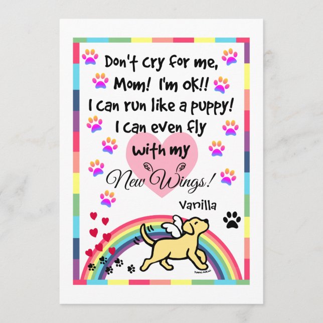 Yellow Labrador Trotting Memorial Card Programm (Vorderseite)