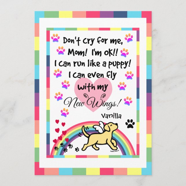 Yellow Labrador Trotting Memorial Card Programm (Vorderseite)