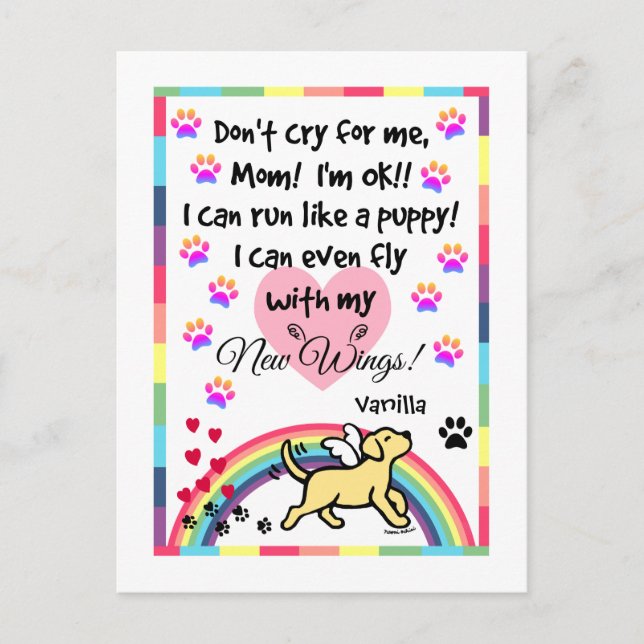 Yellow Labrador Trotting Memorial Postcard Postkarte (Vorderseite)