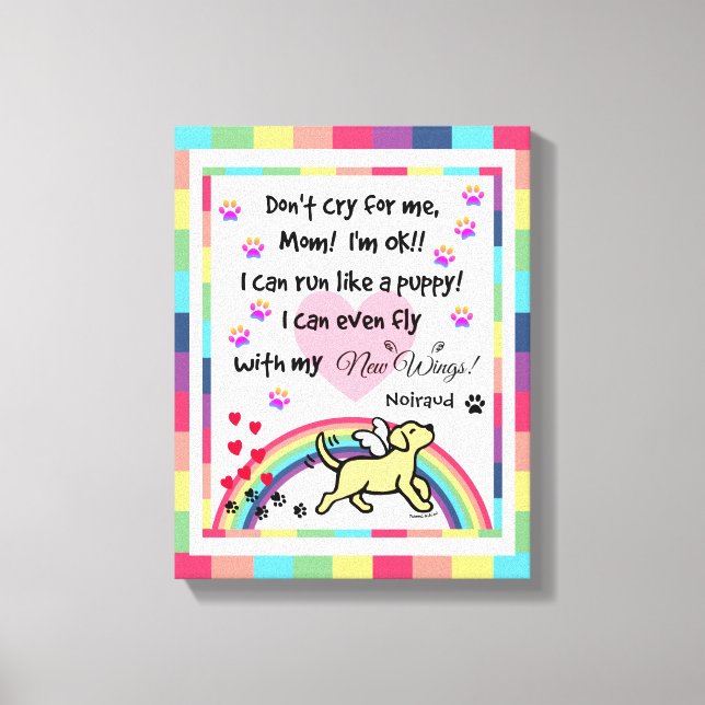 Yellow Labrador Trotting Rainbow Bridge Art Leinwanddruck (Vorderseite)
