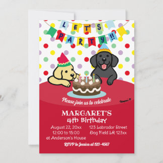 Yellow Labrador und Black Labrador Birthday Party Einladung