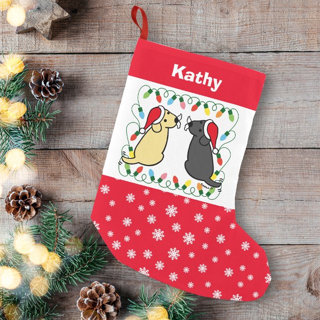Yellow Labrador und Black Labrador Santas Kleiner Weihnachtsstrumpf (Personalized Yellow Labrador and Black Labrador Santas Christmas Stocking for Labrador Owners.)