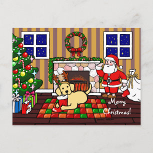 Yellow Labrador und Santa Christmas Cartoon Feiertagspostkarte