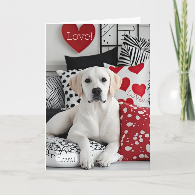 Yellow Labrador Valentine Card Dankeskarte (Vorderseite)
