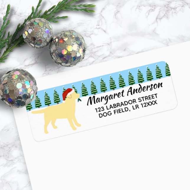 Yellow Labrador Weihnachtsfeier Weihnachtsfeier Rü (Yellow Labrador Christmas Santa Design Return Address Label for Labrador Owners.)