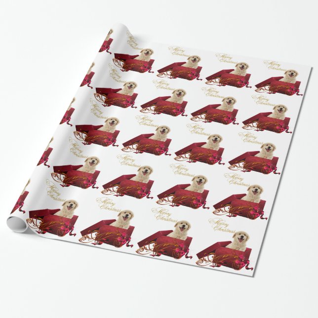 Yellow Labrador Weihnachtswrapping Paper Geschenkpapier (Ungerollt)