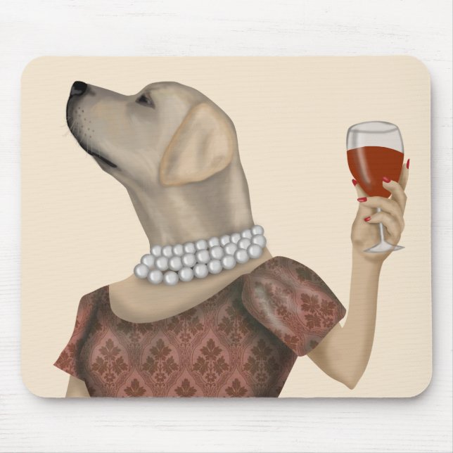Yellow Labrador Wine Snob Mousepad (Vorne)