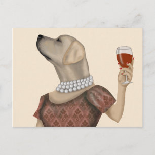 Yellow Labrador Wine Snob Postkarte
