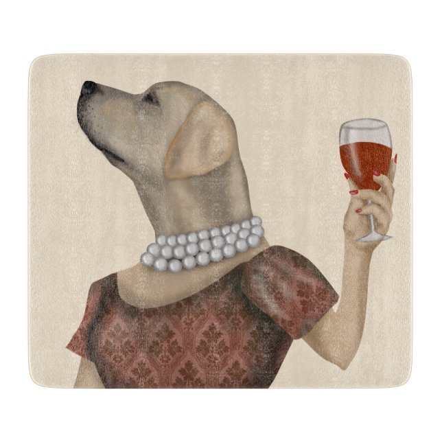 Yellow Labrador Wine Snob Schneidebrett (Vorderseite)