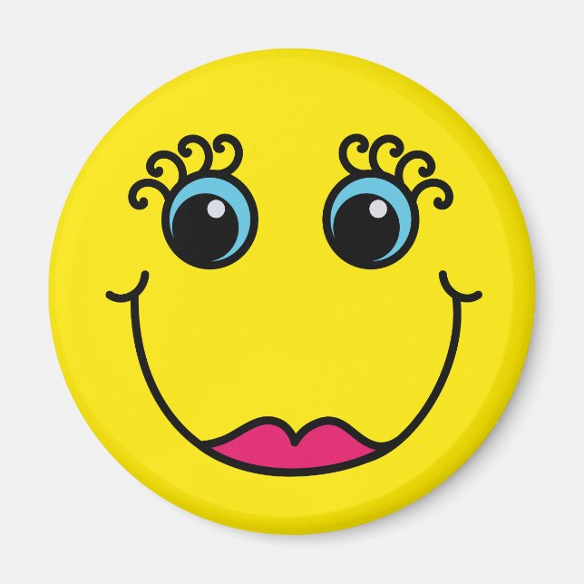 Yellow Lady Emoji Face Magnet (Vorne)