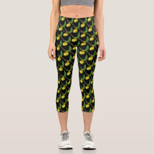 Yellow Lady Slipper Orchid Blume Nattern Muster Capri Leggings