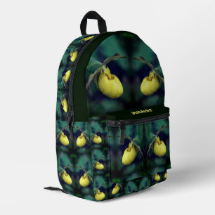 Yellow Lady Slipper Orchid Blume Personalisiert Bedruckter Rucksack
