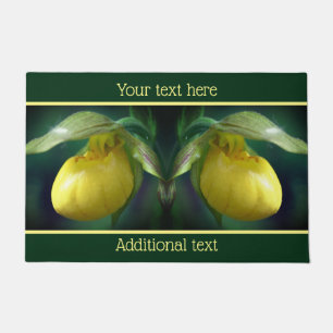 Yellow Lady Slipper Orchid Blume Personalisiert Fußmatte
