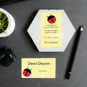 Yellow Ladybug Daycare Business Card Visitenkarte