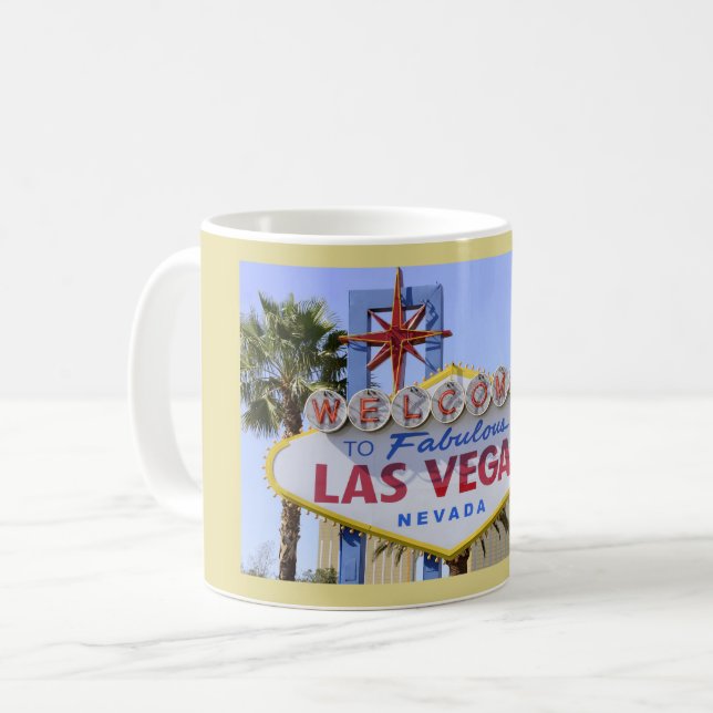 Yellow Las Vegas Nevada Begrüßungszeichen Kaffeetasse (Vorderseite Links)