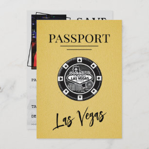 Yellow Las Vegas Passport Save the Date