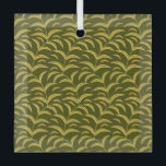 Yellow Leaf Motif Pattern on Dark Green Background Ornament Aus Glas<br><div class="desc">Seamless pattern with yellow,  curved leaf motifs on a dark green background. The design evokes a natural,  harmonious,  and calming feel.</div>