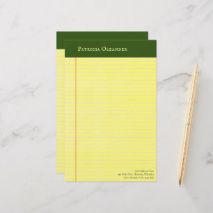 Yellow Legal Pad Style Green Top Stationierung Briefpapier