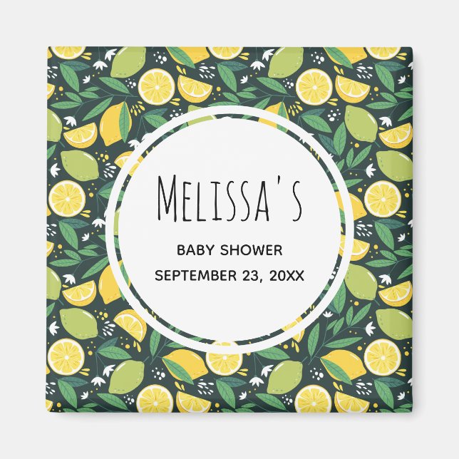 Yellow Lemon and Lime Frucht Pattern Save the Date Magnet (Vorne)