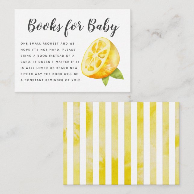 Yellow Lemon Baby Showbuchanfrage Begleitkarte (Vorne/Hinten)