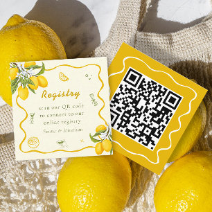Yellow Lemon Brautparty Registry Qr Code Begleitkarte