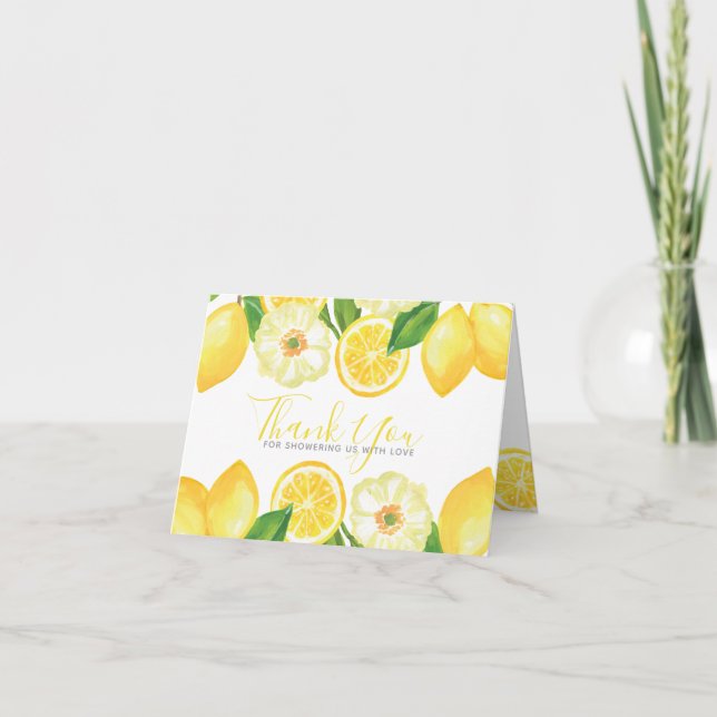 Yellow Lemon Citrus Floral Dusche Danke (Vorderseite)
