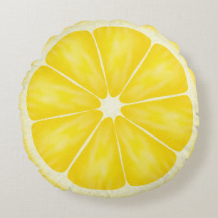 Yellow Lemon Fruit Slice von Cindy Bendel Rundes Kissen
