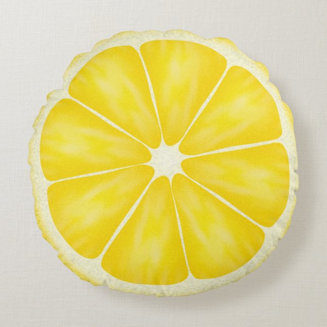 Yellow Lemon Fruit Slice von Cindy Bendel Rundes Kissen (Vorderseite)