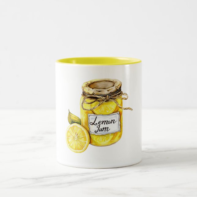 Yellow Lemon Jam Zweifarbige Tasse (Mittel)
