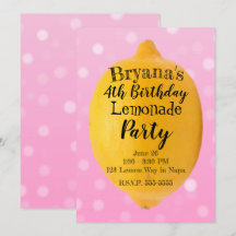 Yellow Lemon Lemonade Pink Geburtstagsparty