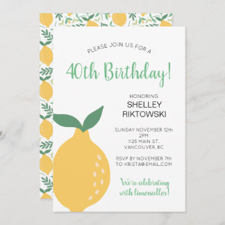 Yellow Lemon Limoncello Frauen zum Geburtstag Einladung