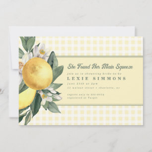 Yellow Lemon Main Squeeze Gingham Brautparty Einladung