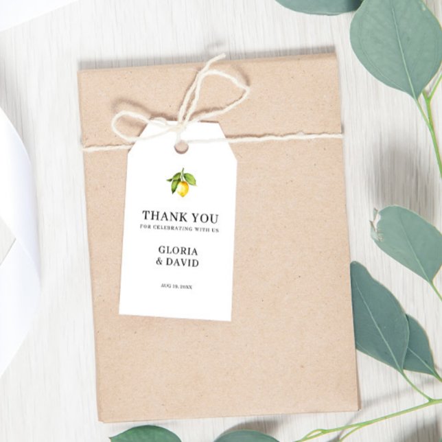 Yellow Lemon Moderne Hochzeit Geschenkanhänger (Von Creator hochgeladen)