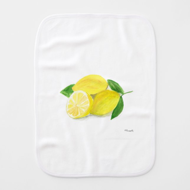 Yellow Lemon Print Art Frucht Aquarell Baby Spucktuch (Vorderseite)