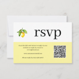 Yellow Lemon QR Code RSVP Card