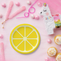 Yellow Lemon Slice Fun Summer Citrus Papierplatte