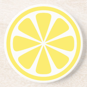Yellow Lemon Slice Round Sandstone Coaster Getränkeuntersetzer