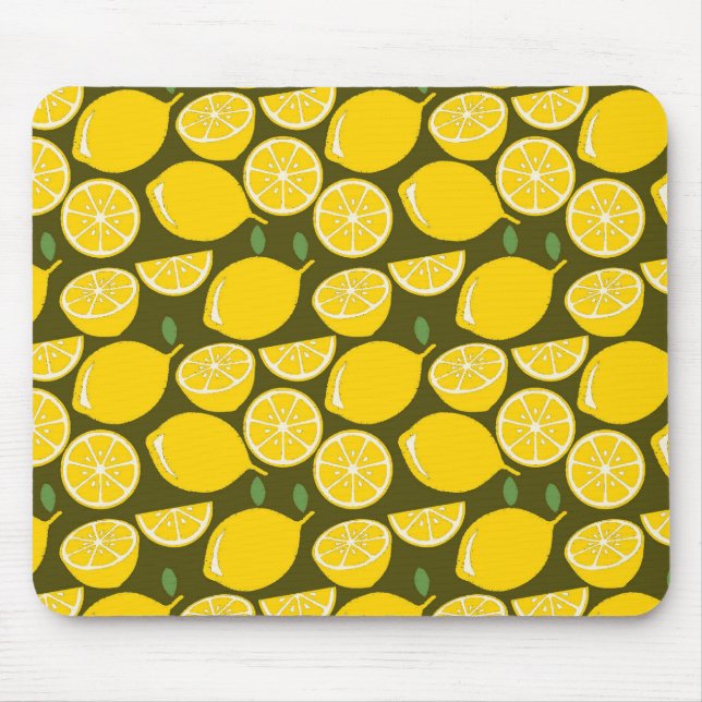 Yellow Lemon Wallpaper Pattern Sommer Mousepad (Vorne)