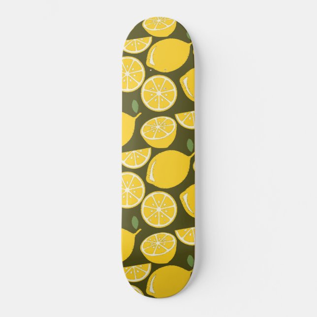 Yellow Lemon Wallpaper Pattern Sommer Skateboard (Vorderseite)